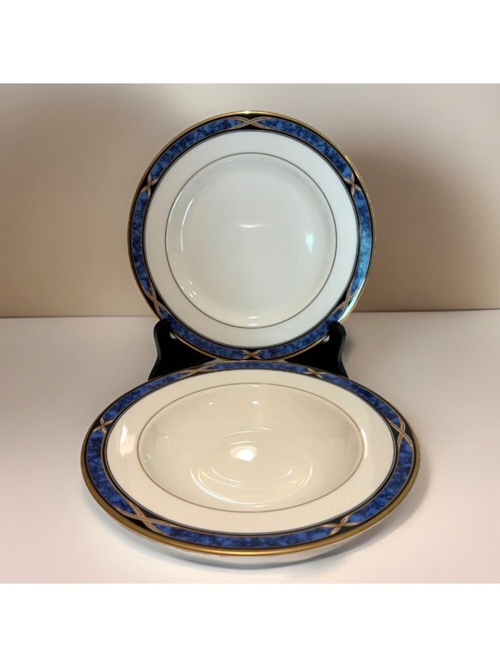 Lenox Bone China Mountain View Rimmed Soup Bowl & Salad Plate American Home USA